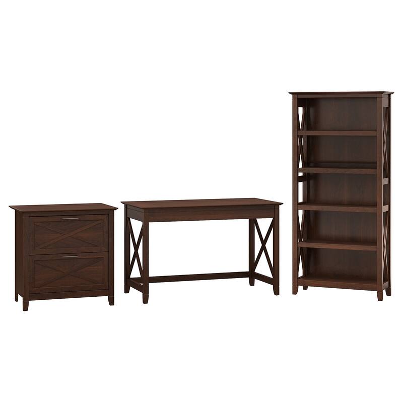 Key West 48W Writing Desk with Cabinet and Bookcase by Bush Furniture