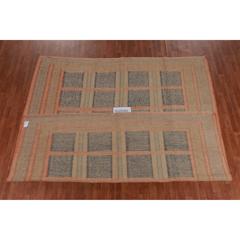 Hand Woven Oriental 100% Jute Carpet Southwestern Modern Beige & Ivories Kilim Area Rug - 10' 0'' X 8' 11''