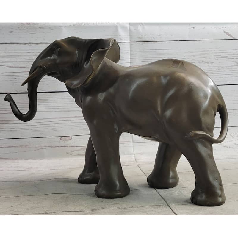 Smooth Imitative Elephant Bronze Metal Figure Sculpture Handmade Art Decor Collectible