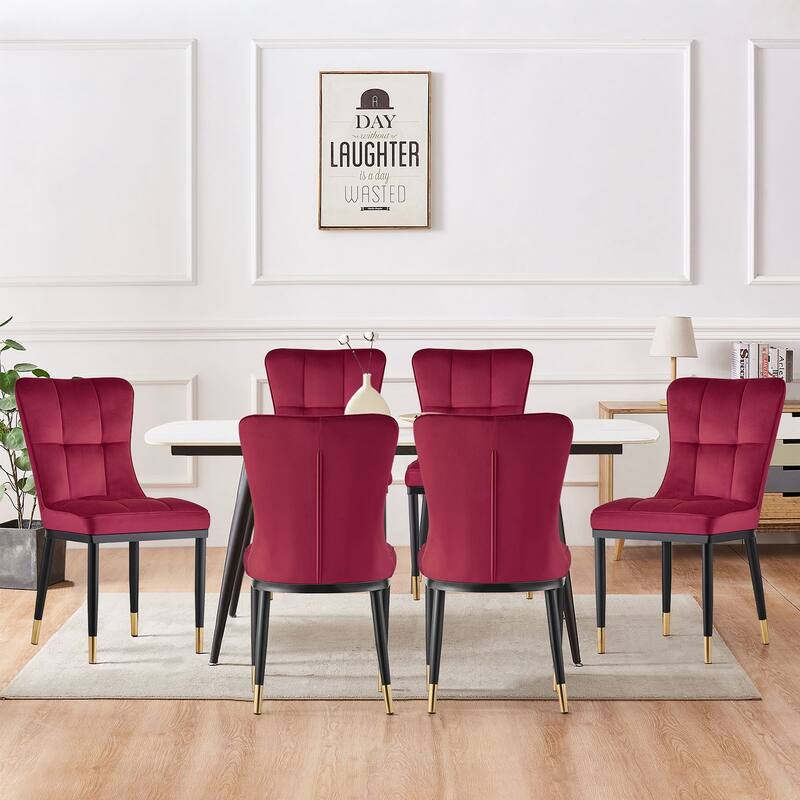 Modern Velvet Upholstered Dining Chairs, Set of 2/4 - 35.8"H x 18.9"W x 23.2"D