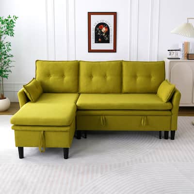 L-shaped Reversible Chaise Sectional Sofa with Storage and Side Pocket