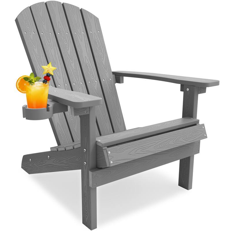 WINSOON All Weather HIPS Outdoor Plastic Adirondack Chairs - Grey