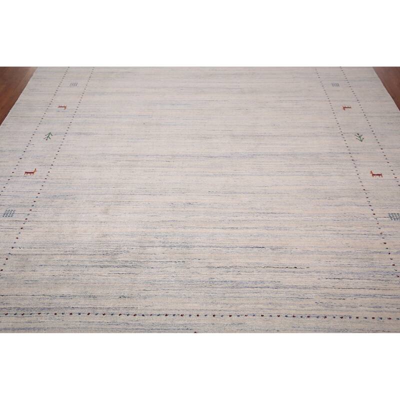 Striped Tribal Gabbeh Indian Area Rug Hand-Knotted Wool Carpet - 8'4"x 9'10"