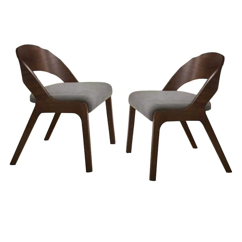Walnut Brown/Gray Fabric Upholstered Wood Frame Dining Chair, Set of 2, Sturdy Dining Chair for Dining Rooms - 19