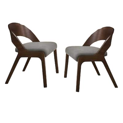 Walnut Brown/Gray Fabric Upholstered Wood Frame Dining Chair, Set of 2, Sturdy Dining Chair for Dining Rooms - 19