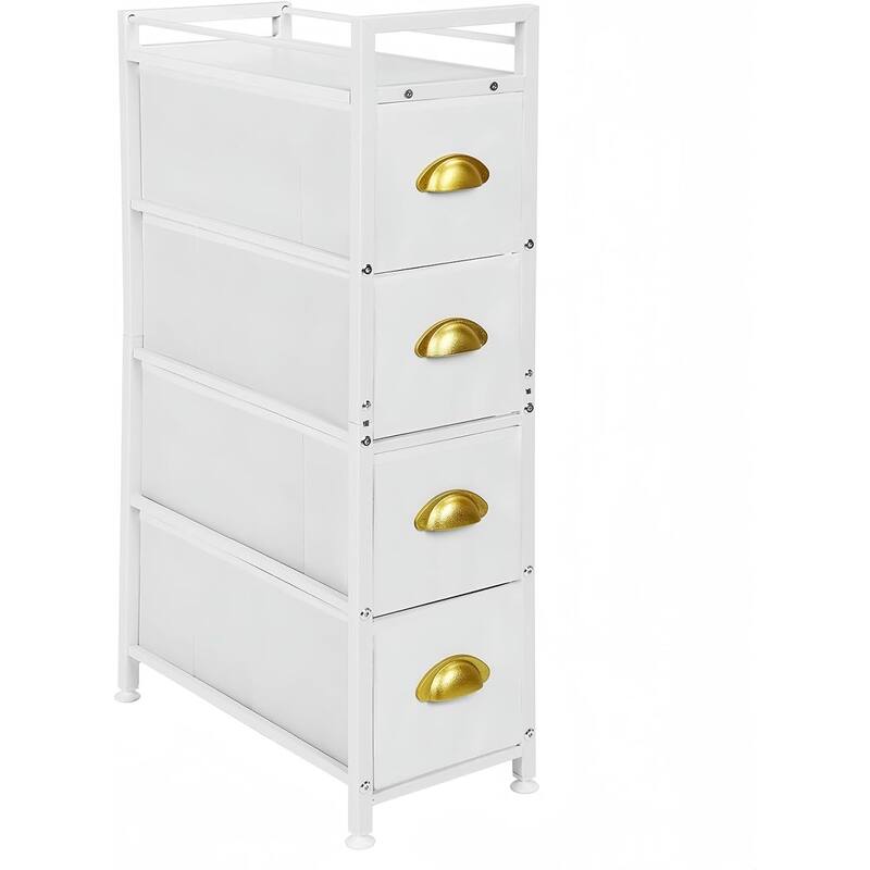 Narrow Dresser Storage Tower with 4 Drawers - White