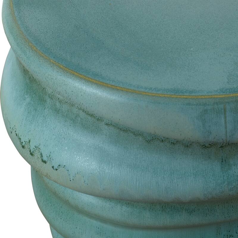 Uttermost 24869 Skye 15" Wide Earthenware Accent Stool - Light Aqua Glaze