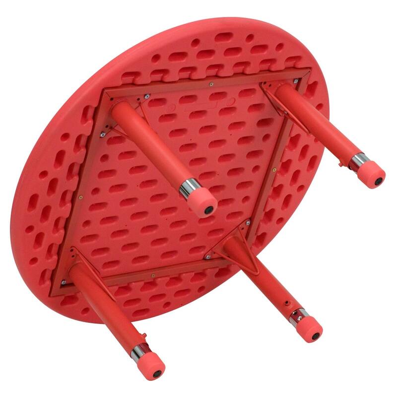 33" Round Plastic Height Adjustable Activity Table - School Table for 4