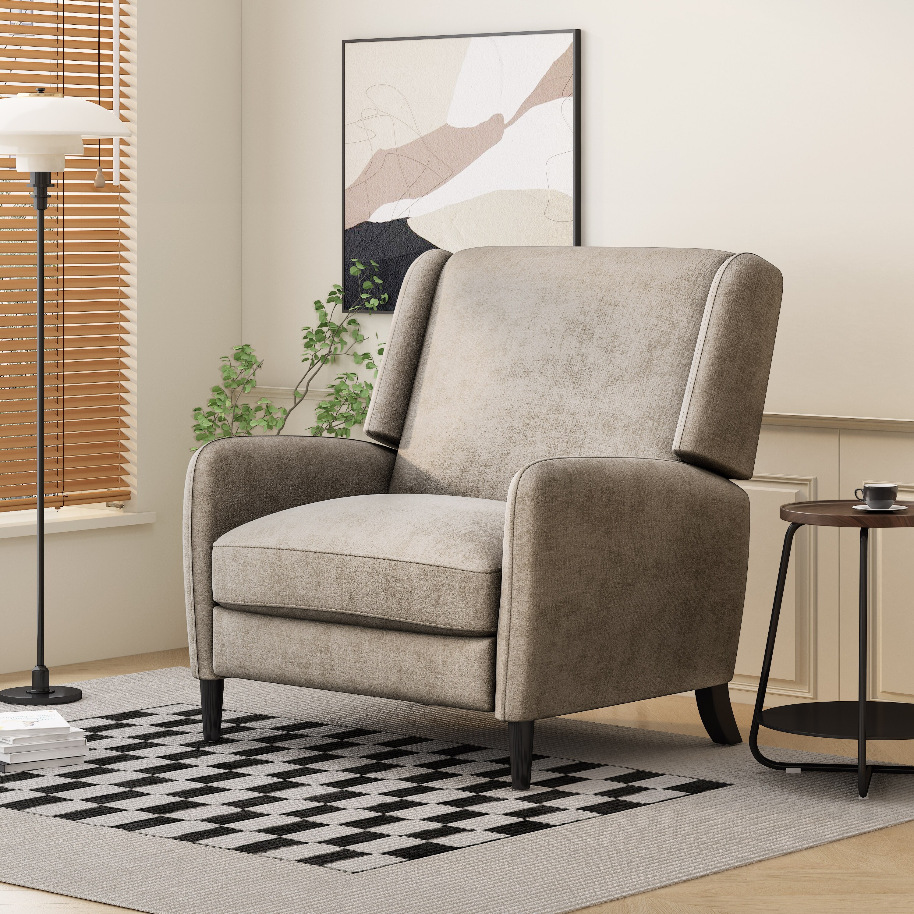 Beige Oversized Textured Fabric Upholstered Pushback Recliner Bed Bath Beyond 40508929