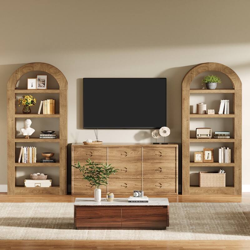 5-Tier Brown Wooden Open Bookcase Display Shelves Organizer