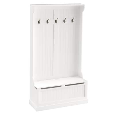 Hall Tree with Storage Bench, Coat Rack with Hooks and Shoe Storage
