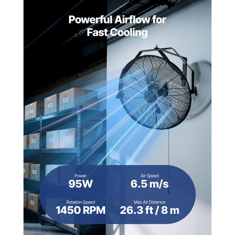 18 Inch Industrial Wall Mount Fan 3 Speed 4000 CFM Garage Workshop Fan