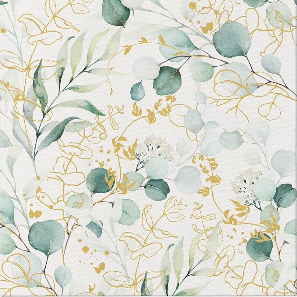 Set Of 12 Golden Eucalyptus Dinner Napkins