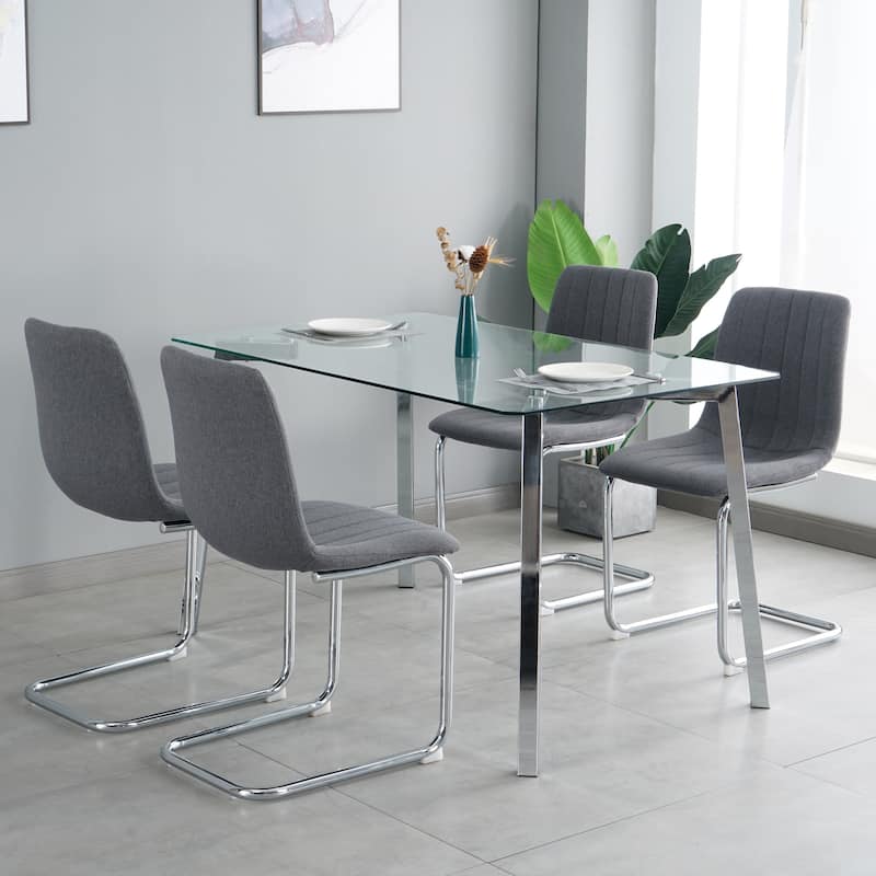 (set of 4)dining bow chair bedroom stool back metal leg (silver)