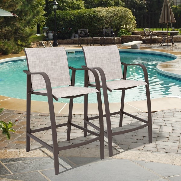 slide 1 of 37, VredHom Outdoor Aluminum Bar Stool Set (Set of 2) - 21.7" W x 25.6" D x 43.7" H