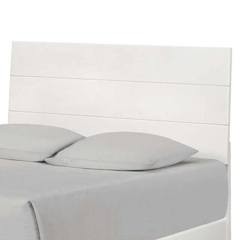 Wooden Queen Size Bed with Plank Style Headboard, White