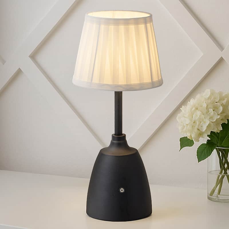 14'' Classic Fabric Shade Rechargeable LED Table Lamp Touch Control Cordless USB Nightstand Lamp with Stepless Dimming(2 Pack)