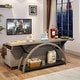 preview thumbnail 12 of 24, 2-Tier Narrow Long Console Sofa Table with Semi-Circular Frame for Entryway,Gray Hallway Accent Tables
