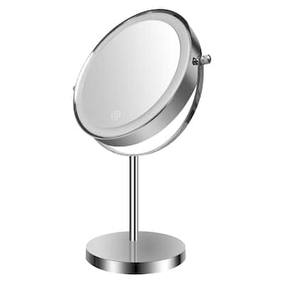 Makeup Mirror with Lights, 360° Swivel 1/10x Magnifying Tabletop Mirror w/Touch Sensor & Type-C Charging Port