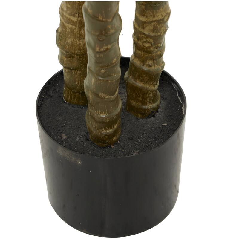 Green Faux Foliage Sisal Artificial Tree with Realistic Leaves and Black Plastic Pot