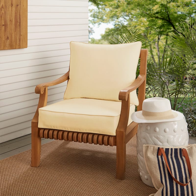 Kokomo Solid Color Sunbrella Fabric Lounge Pillow and Cushion Set - 23.5 in w x 23 in d - Antique Beige