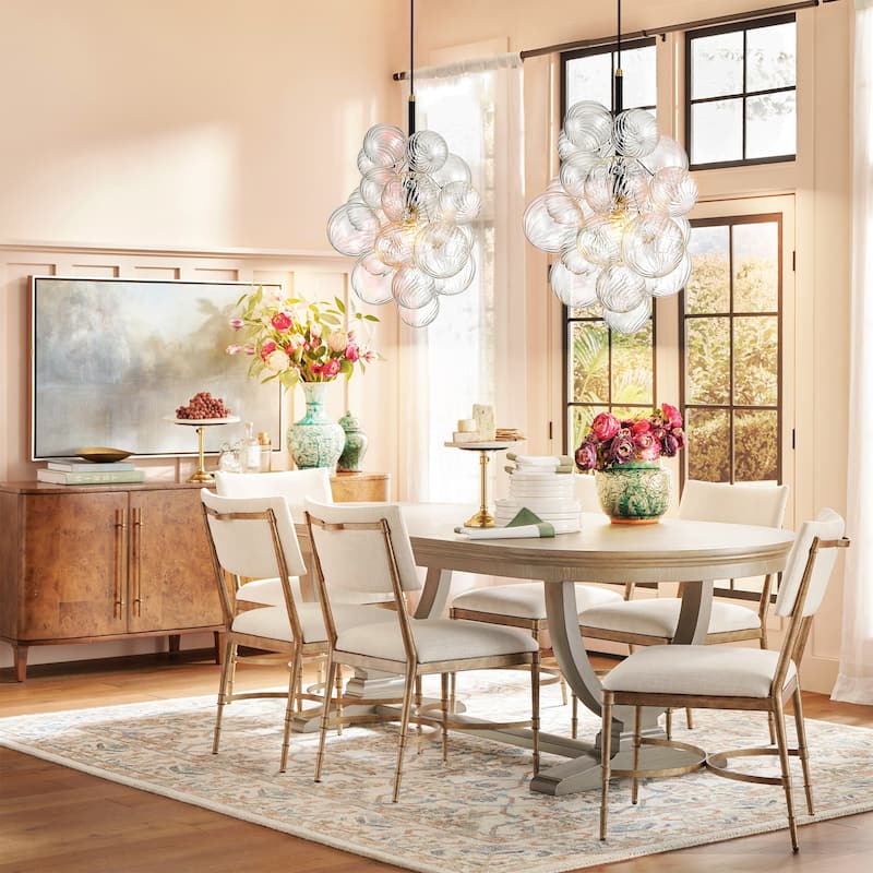 1-Light Modern Glam Sputnik Cluster Swirled Glass Globe Bubble Chandelier for Living/ Dining Room
