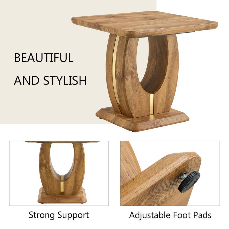 Roomfitters Square MDF Coffee Table with Wood Texture Finish, Minimalist Accent or Side Table for Cozy Interiors, Natural