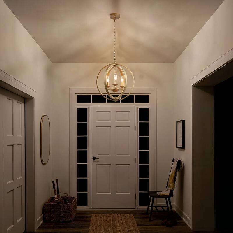 Rella Modern Gold Globe Cage Drum Chandelier Adjustable Foyer Farmhouse Pendant Light