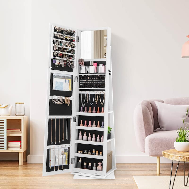 Costway 360° Swivel Jewelry Armoire with Full-Length Mirror Rear - See Details