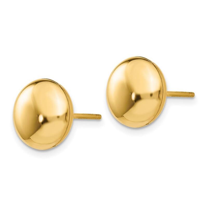 Curata 14k Yellow Gold Polished 10.5mm Button Post Earrings