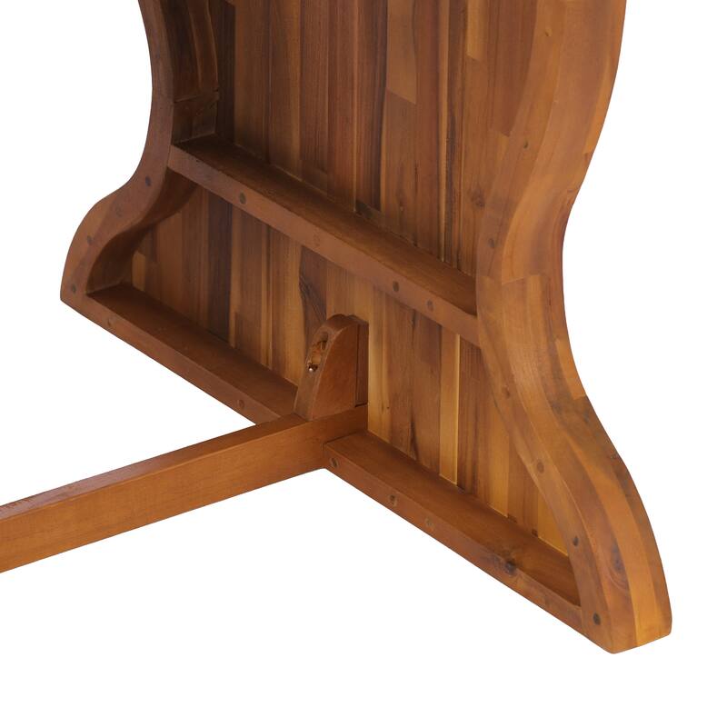 Christopher Knight Home Thalorin Vietnamese Acacia Wood Outdoor Dining Table with Fishtail Legs and Slatted Top