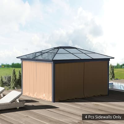 Outsunny 9.84' x 9.84' Gazebo Sidewall Set with Hooks/C-Rings, Brown