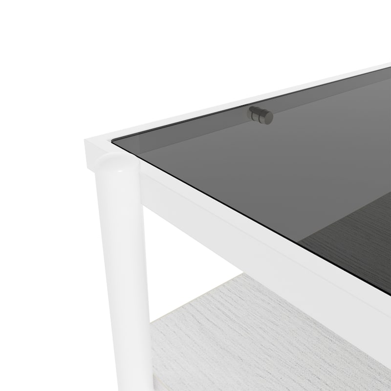 Rectangle Coffee Table with Tempered Glass top,Modern Table for Living Room