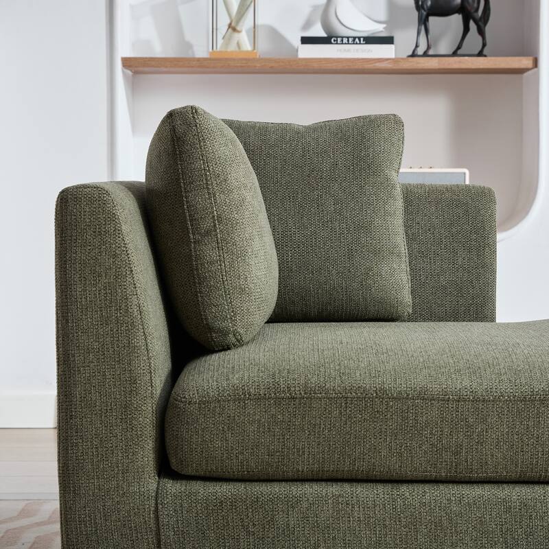77.95"Wide Modern Double-Sided Upholstered Chaise Lounge Indoor,Chenille Fabric Sleeper Sofa Couch With 4 Throw Pillows