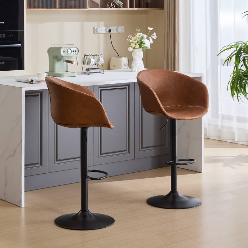 Mid-Century Modern Adjustable Swivel Bar Stools