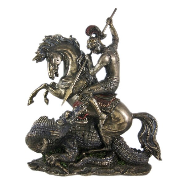 Bronze St. George the Dragon Slayer Statue - 12 X 9.5 X 4.5 inches ...