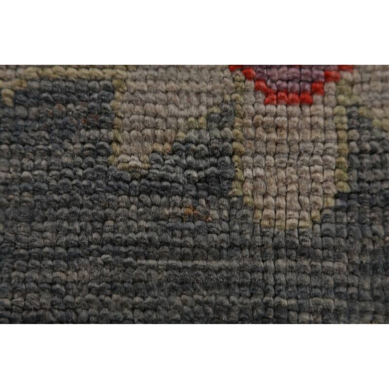 Hand Knotted Oriental 100% Wool Carpet Transitional All-Over Navy Blue & Blues Oushak Area Rug - 13' 9'' X 10' 2''