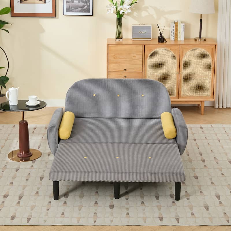 Velvet Sofa Bed, Loveseat with Adjustable Backrest, Sleeper Sofa Daybed with Built-In USB Port
