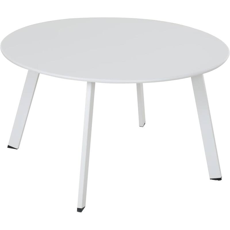 Patio Round Steel Patio Coffee Table, Weather Resistant Outdoor Large Side Table