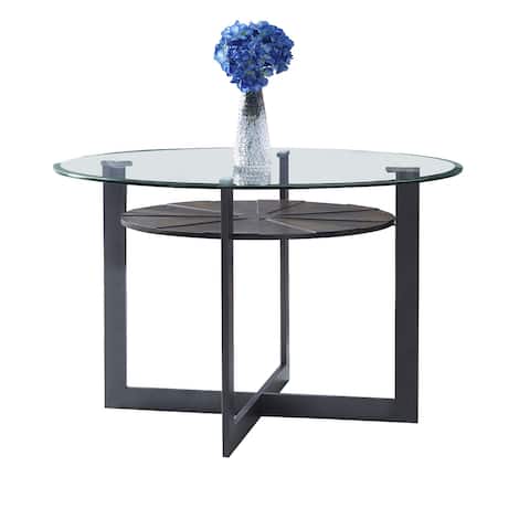 Orrick 48-Inch Round Glass Top Dining Table by Greyson Living - Charcoal