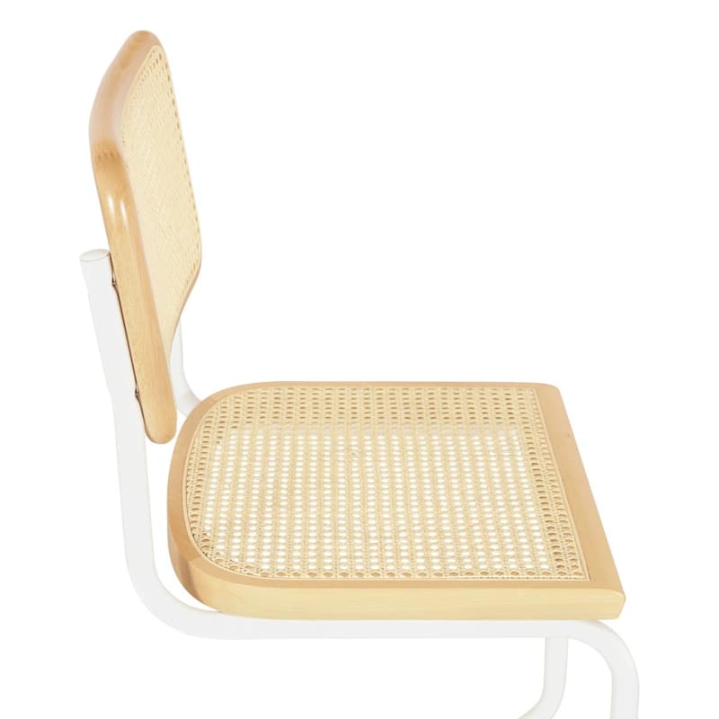 Breuer Chair Company Marcel Breuer Cesca Cane Cantilever Side Chair w/ White Steel Frame (Various Wood & Cane Colors)