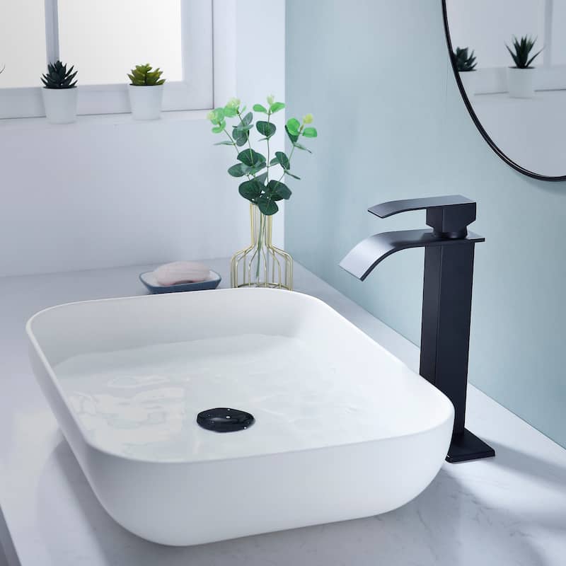 11" Tall Matte Black Single-Handle Single-Hole Basin Faucet