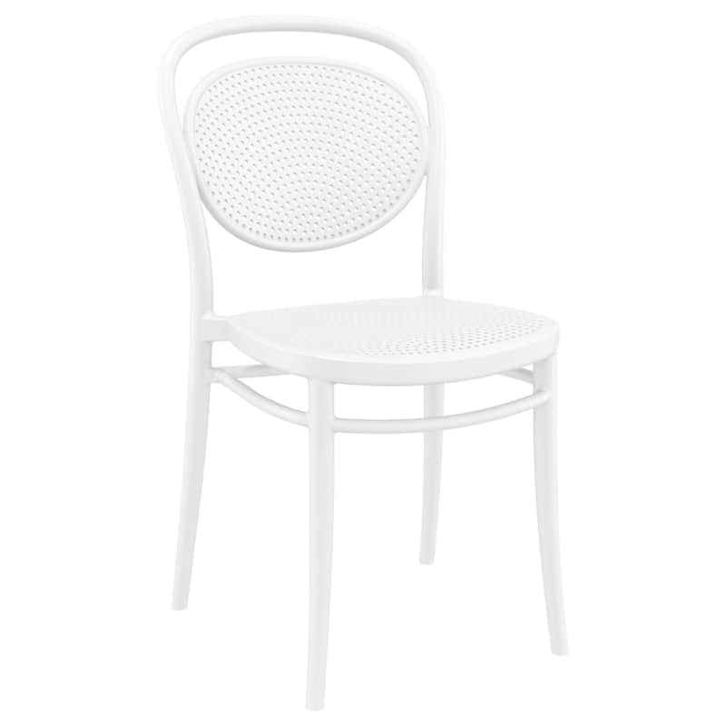 33.5" White Stackable Outdoor Patio Armless Chair