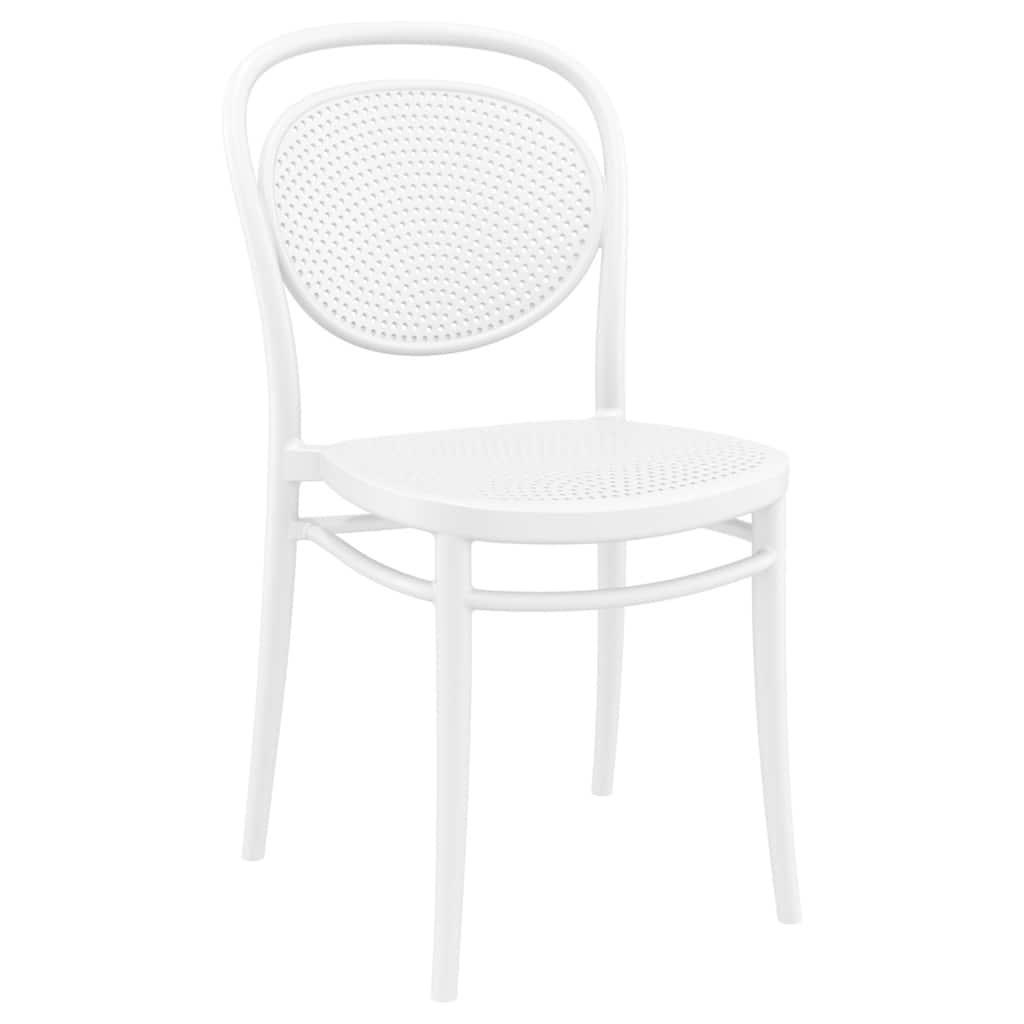 33.5" White Stackable Outdoor Patio Armless Chair