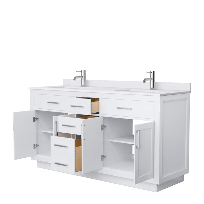 Beckett TK 66-inch Double Vanity, Cultured Marble Top