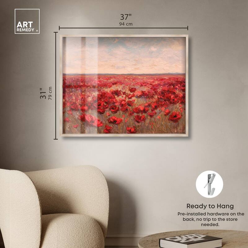 Sea of Red Poppies I Shadowbox by Art Remedy