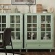 preview thumbnail 11 of 16, Anmytek Mint Green Vintage Glass Door Cabinet Kitchen Buffet Sideboard Living Room Display Storage