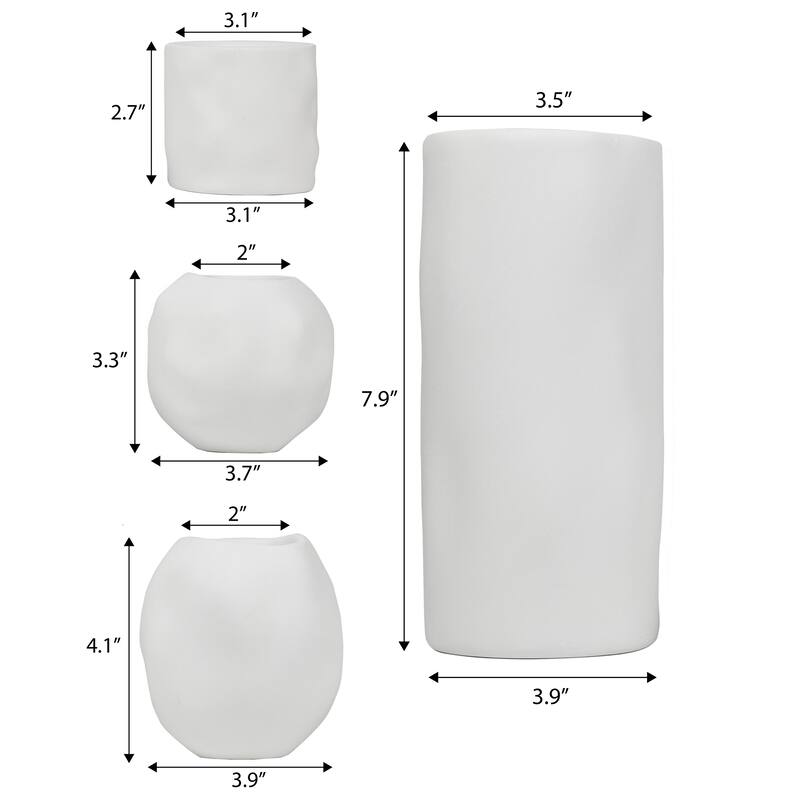 JONATHAN Y Linden Handmade Concrete Organic Sculptural Cylinder and Round Planter Set with Drainage Holes (Set of 4)