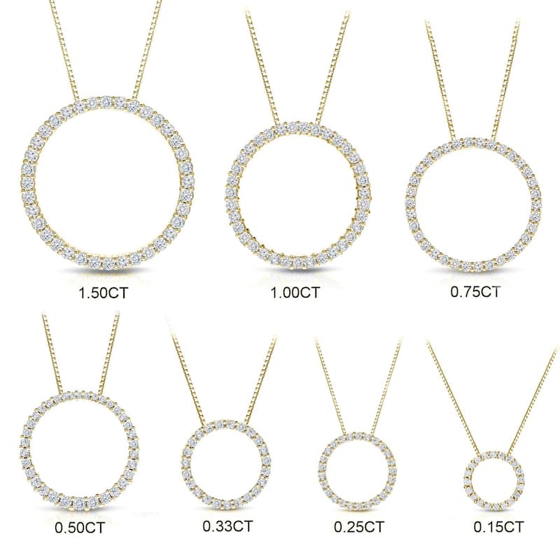 Auriya 14K Yellow Gold Diamond Circle Pendant Necklace