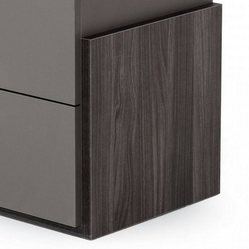 Wooden Frame Nightstand with 2 Self Closing Drawers, Gray